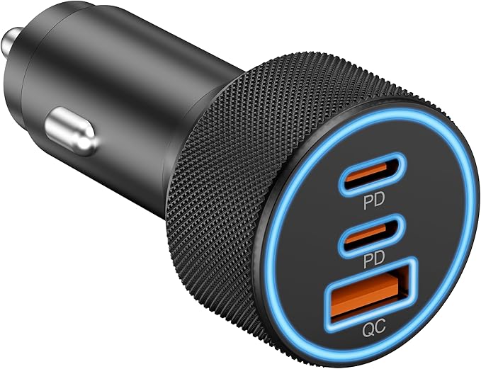 Car Charger USB C, 3 Port 67W Dual USB-C & USB-A Car Phone Charger Adapter | Fast Charging Cigarette Lighter Accessories, for iPhone 17/16/15/14/13/12/11 Pro Max,iPad, Galaxy S26/S25/S24,Pixel, Android by KENHAO
