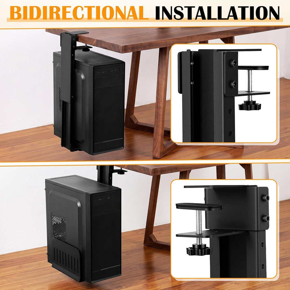 Hicarer Under Desk PC Mount Clamp on PC Tower Stand Adjustable No Drilling - Image 5