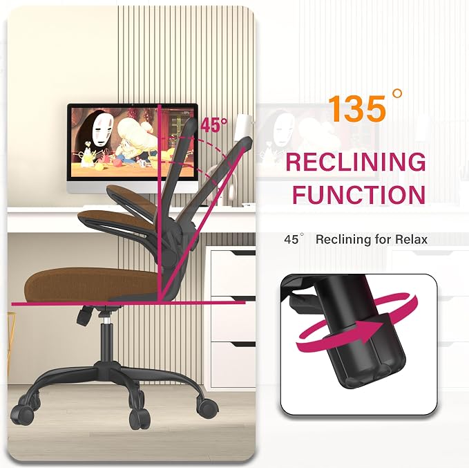 Mimoglad Office Chair, Ergonomic Desk Chair with Adjustable Lumbar Support, High Back Mesh Computer Chair with Flip-up Armrests-Task Chairs, Executive Chair for Home Office | Supports 300 lbs · Seat 19.48"–23.4" · Breathable mesh · 20–30 min assembly ·... - Image 5