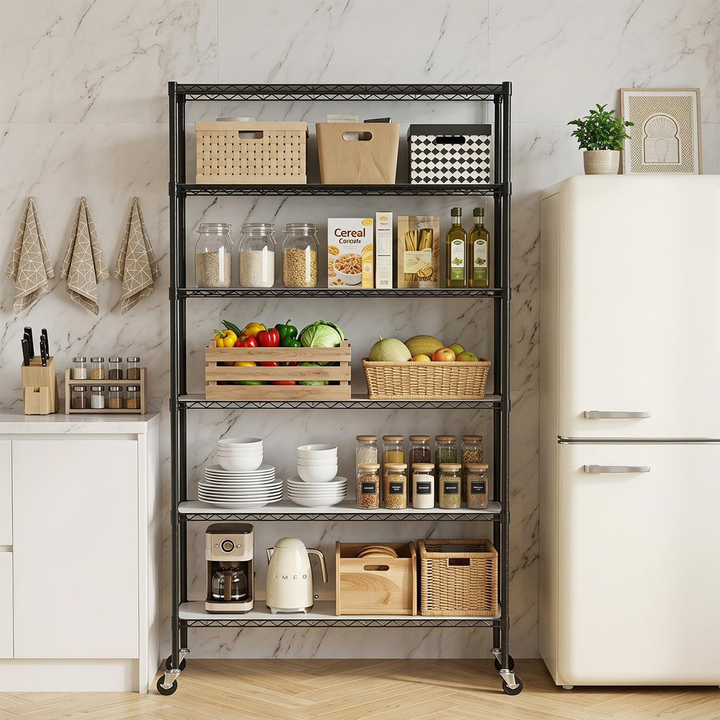 BestOffice | 6-Tier Wire Storage Shelves with PP Shim | 18x45x82 | Black - Image 8