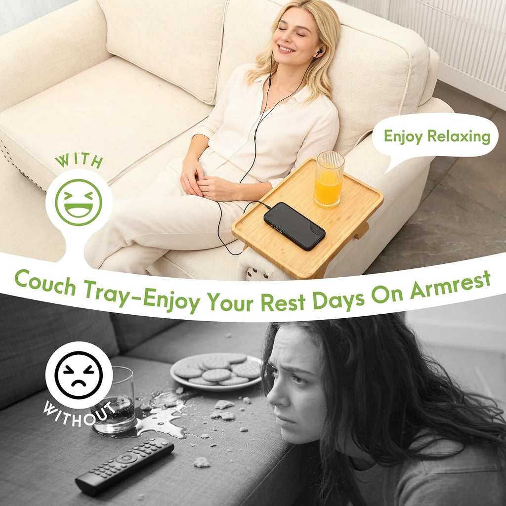 Sofa Arm Tray,Folding Couch Table with 13.78" x 9.84" Storage Box - Image 5