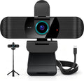 Pro QHD 2K/60fps Webcam with Tripod, External USB-C Camera for PC/Laptop | Dual noise-cancelling mics | Auto-focus | Wide-angle | Low-light correction | 360° rotation | CMOS sensor | Plug and Play by RUWBY