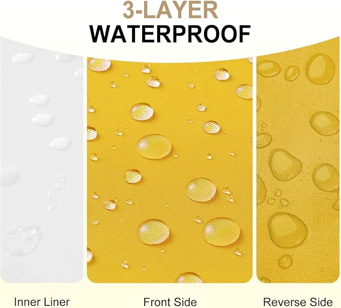 downluxe Waterproof Outdoor Chair Cushions for Patio Furniture, 18" x 18" x 2" Patio Chair Cushion with Adjustable Ties & Portable Handle, Square Outdoor Cushion with Removable Cover, Yellow, 2 Pack - Image 2