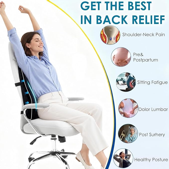Niceeday Lumbar Support Pillow for Office Chair Car Back Support Pillow, Memory Foam Gaming Chair Desk Chair Back Cushion for Lower Back Pain Relief, Ergonomic Back Rest,Office Home Essentials - Image 5