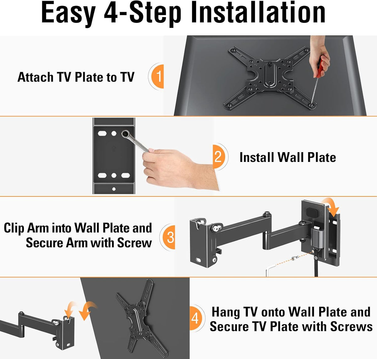 Lockable RV TV Mount for 13-43" TVs, Dual Wall Plates for Camper Trailer - Image 7