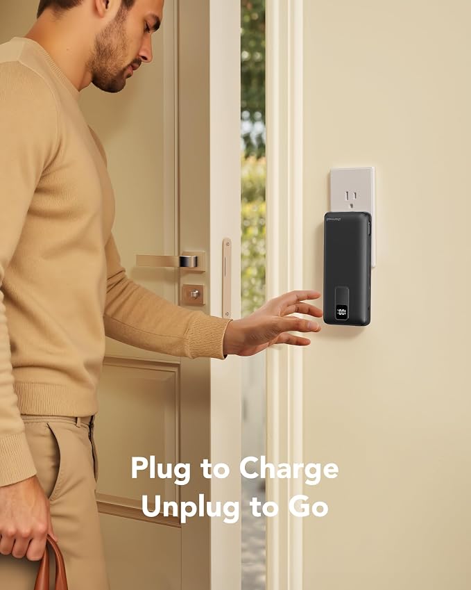 charmast Portable Charger Built-in Wall Plug & Cables, 20000mAh Power Bank | International Travel Battery Pack for iPhone 17/16/15 Samsung Android, Flight-Approved, 20W Fast Charging, 100-240V AC input - Image 2
