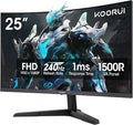 KOORUI 25 inch Curved Gaming Monitor 240Hz FHD 1080P, 1500R 1ms Display | Adaptive Sync, 90% DCI-P3, Eye Care, HDMI×2 and DP, VESA Mount, Tilt, FPS Gaming, Esports Players, Competitive Gaming by KOORUI