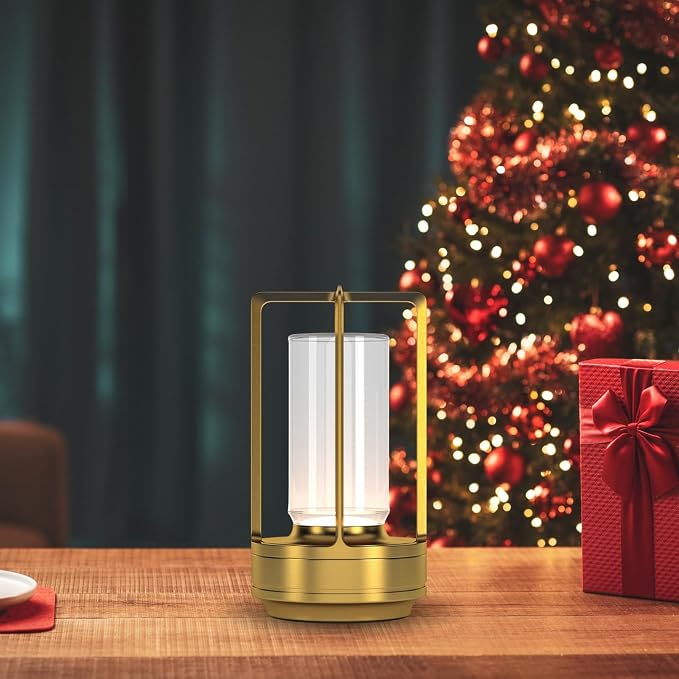 Rechargeable Cordless Small Metal Table Lamp, Stepless Dimming, 3-Color | Gold, 2600mAh Battery, Portable LED Desk Light, Cute, Suitable for Indoor/Outdoor/Restaurant/Bedroom/Bar/Coffee/Camping - Image 8