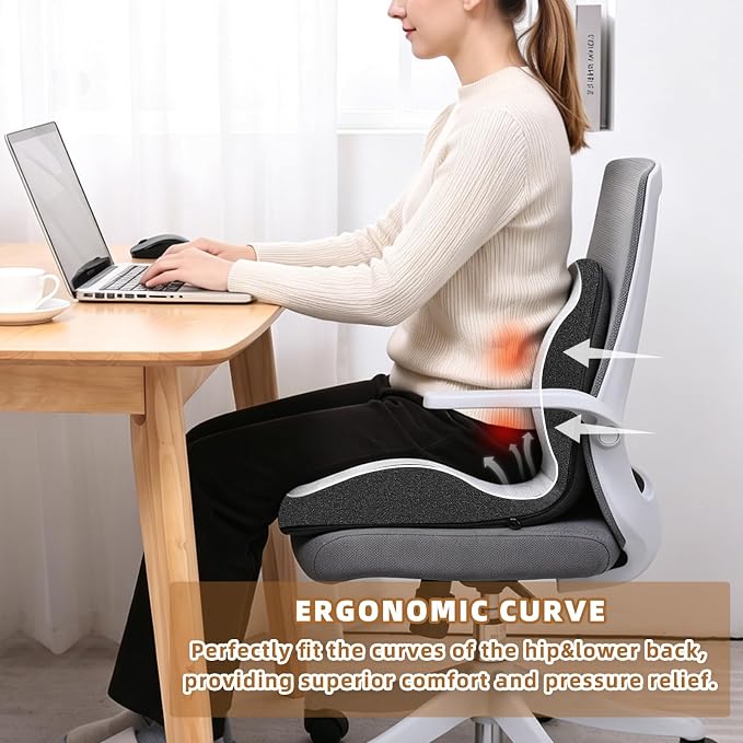 Dual-Layer Memory Foam Car Seat Cushions for Driving, with Lumbar Support | Ergonomic Truck Seat Cushion & Office Chair Cushion for Wheelchair, Gaming Chair & Sofa,Memory Foam Seat Cushion - Image 4