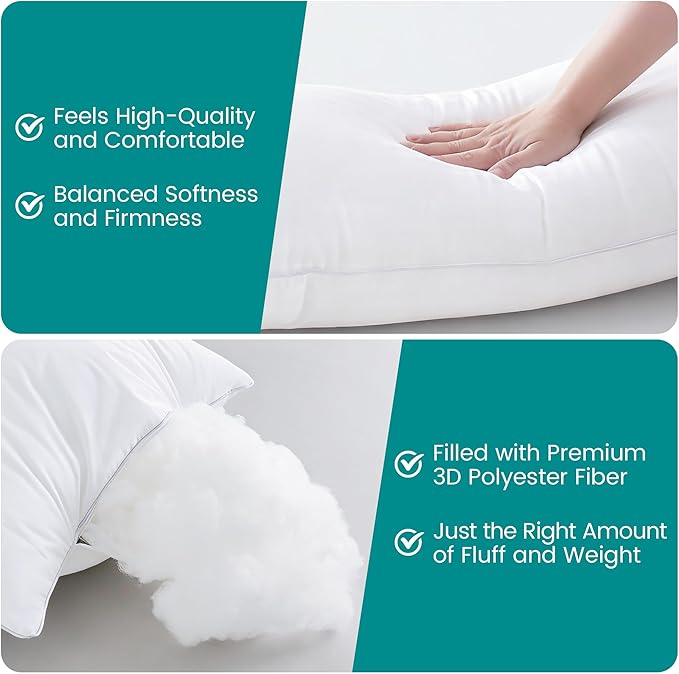 Oubonun 30"x30" Throw Pillow Insert – 100% Cotton Cover, Plush and Supportive Decorative Pillow Insert, Cushion Inner for Couch, Sofa, Bed, Chair- Pack of 1 - Image 4