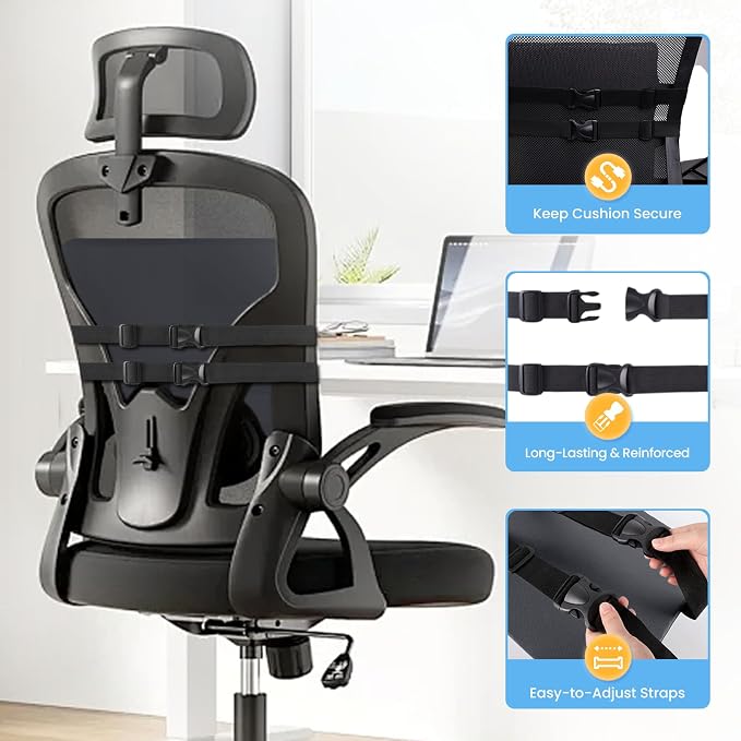 SweetSlubr Lumbar Support Pillow for Office Chair, Back Suppor(Gray,XL) | 4.7" Thick, Memory Foam, Adjustable Straps, Machine Washable Mesh Cover, Lower Back Pain Relief for Office, Car & Gaming - Image 5