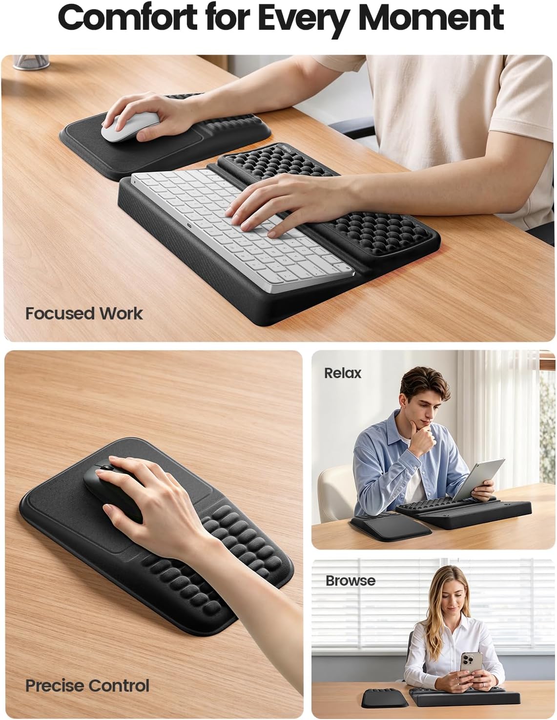 Vaydeer Keyboard Stand and Mouse Pad Set, Memory Foam Arm Support Pad - Image 5