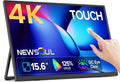 4K Portable Monitor Touchscreen 15.6'', 3840x2160 125% sRGB Laptop Monitor | UHD 10-Point Touch Ultra-Slim Travel Monitor with Kickstand, VESA, USB-C Mini HDMI Second Screen for Laptop, PC, Phone by NEWSOUL