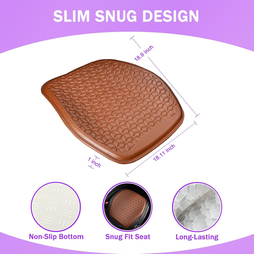 Thin Cool Gel Seat Cushion PU Leather for Car Seat Office Chair - Image 2