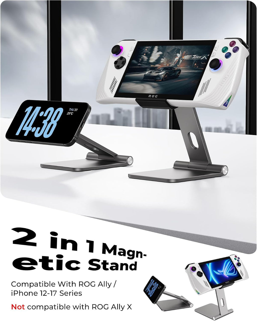 Foldable Adjustable Magnetic Stand Holder for Rog Ally X, iPhone - Image 2
