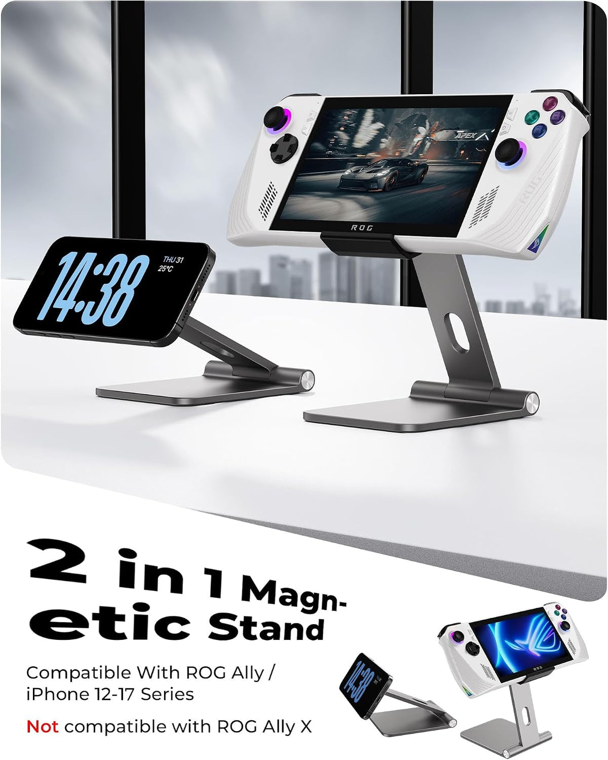 Foldable Adjustable Magnetic Stand Holder for Rog Ally X, iPhone - Image 2