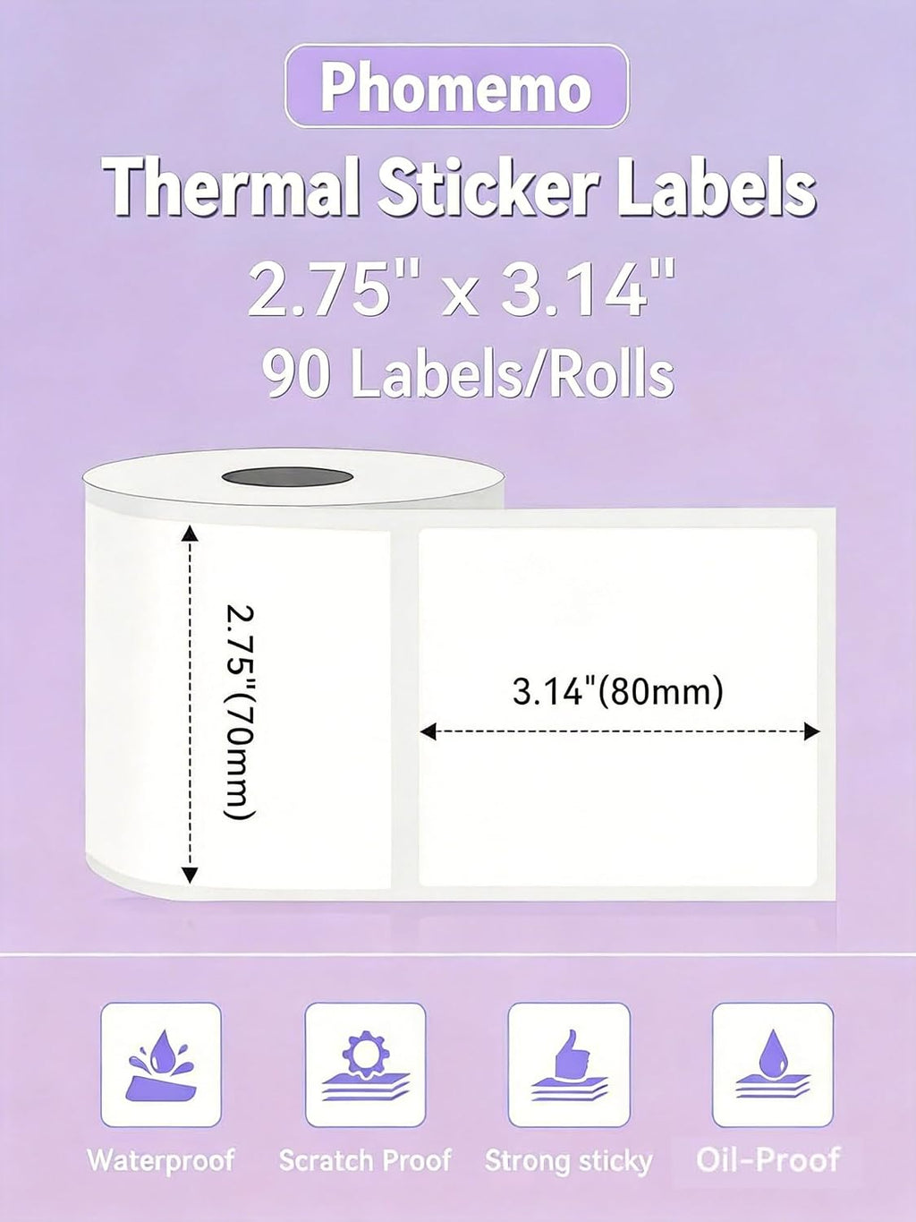Phomemo M220 Labels 3 Rolls,2.75'' x 3.14'', for M220/M250/M221, 270 PCS - Image 2