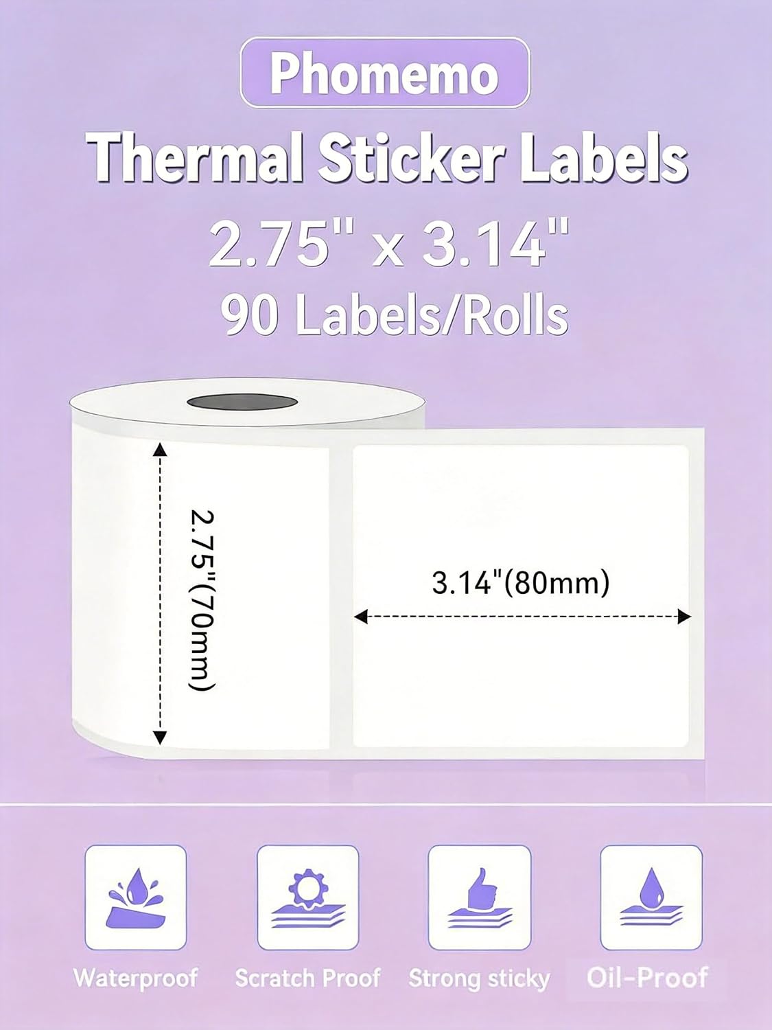 Phomemo M220 Labels 3 Rolls,2.75'' x 3.14'', for M220/M250/M221, 270 PCS - Image 2