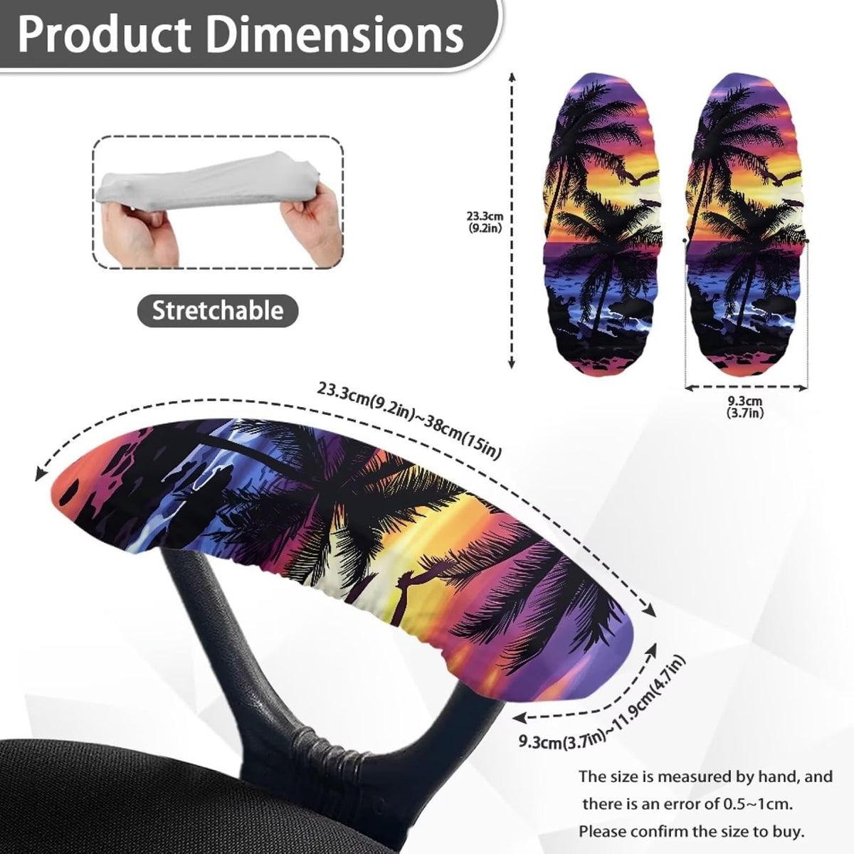 Chair Arm Rest Covers Set of 2, Coconut Tree Beach Print Gaming Chair Arm Covers Protectors, Skin Friendly Breathable Computer Desk Chair Arm Covers - Image 3