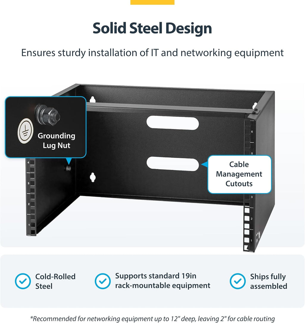 StarTech 6U 19in Wall-Mount Network Rack, 14in Deep, 44lb (WALLMOUNT6) - Image 3