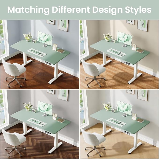 Veken 55 Inch Large Electric Standing Desk, Gaming Table, Green | Height Adjustable Sit Stand Up Computer Tables for Home Office, Study , Writing, Suit students, employees and group work - Image 6