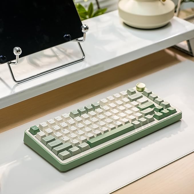 YUNZII B75 PRO 75% Wireless Mechanical Keyboard(Matcha Green,MilkV2) | Hot Swap Keyboard with Knob, Gasket Mount, Creamy Pre-lubed Switch for Smooth Typing, BT/USB-C/2.4G, for Gaming - Image 9