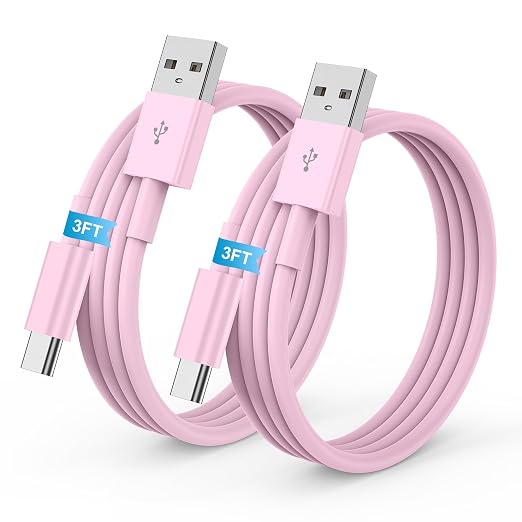 LDHTY CarPlay Charging Cable, USB A to USB C Cable, 2-Pack 3FT, Pink | For iPhone 17/Pro/Pro Max/17e/Air, Apple 16/15 Series, Type C Charger Cord for Car, iPad Pro/Air for Android by LDHTY