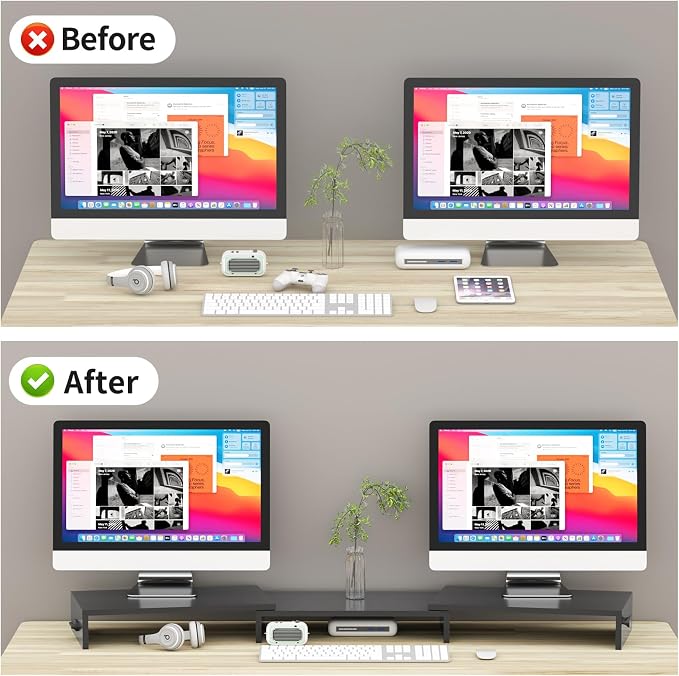 Pholiten Monitor Stand Riser with Adjustable Length and Swivel Angles | Extra Long Multifunctional Stand up to 48.2" Fit Computer Laptop Printer Max 44 lbs - Image 3