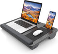 HETTHI Laptop Lap Desk, Portable Large Laptop Desk for Bed, Up to 17 Inch Lap Pad Tray with Wrist Rest, Mouse Pad, Tablet Phone Slot, Portable Handle, Cushion (Black) by HETTHI