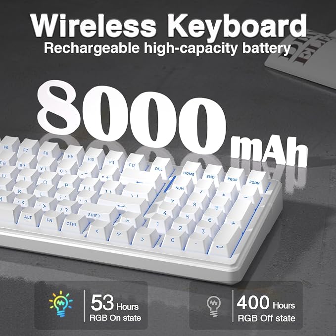 AULA F99 Wireless Mechanical Keyboard,Triple-Mode(BT5.0/2.4GHz/USB-C),Gasket Mounted Creamy Keyboard with Linear Switches, Side Printed PBT Keycaps,RGB Backlit PC Gaming Keyboards for Win/Mac - Image 8