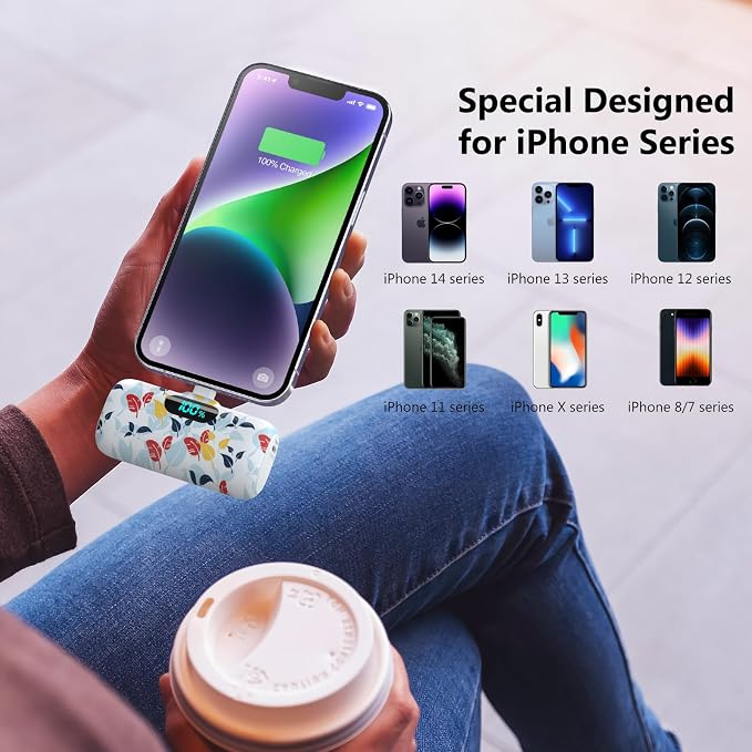 Feob [2 Pack] Small Portable Charger for iPhone14/13,Upgraded 5000mAh PD Fast Charging Power Bank,Mini Portable Phone Charger Compatible with iPhone 14/14 Pro Max/13/13 Pro/12 Pro/11/XR/X/8/7/6 - Image 2