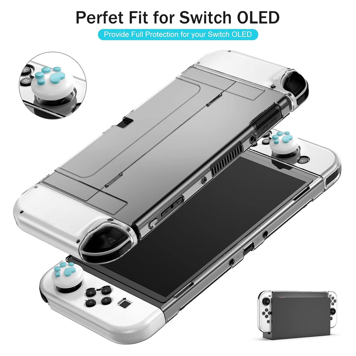 Younik Switch OLED Accessories Bundle, 17 in 1 Blue Switch Oled Accessories Kit for Girls Include Switch Carrying Case, Adjustable Stand, Protective Case for Switch Console & J-Con - Image 4