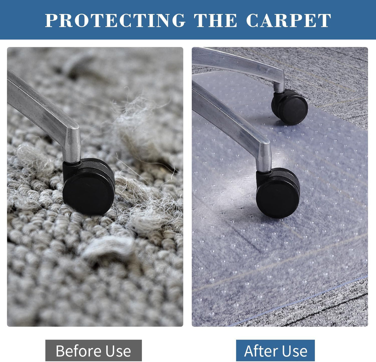 Tydle Chair Mat for Carpet, 60" x 46" Chair Mat for Carpeted Floors, Non-Slip Computer Under Desk Plastic Floor Mat for Work Gaming Chairs, Heavy Duty Carpeted Floor Protector for Home Office (Clear) - Image 5