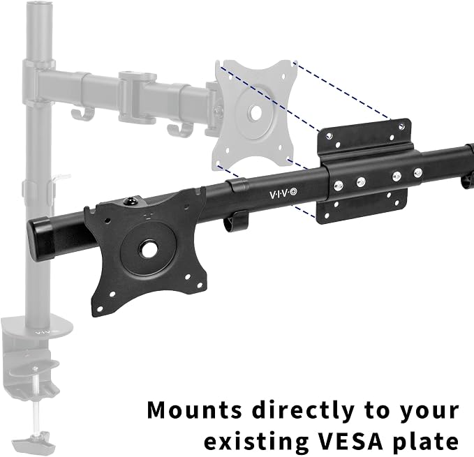 VIVO Dual VESA Bracket Adapter, Horizontal Assembly Mount for 2 Monitor Screens up to 27 inches, MOUNT-VW02A - Image 4