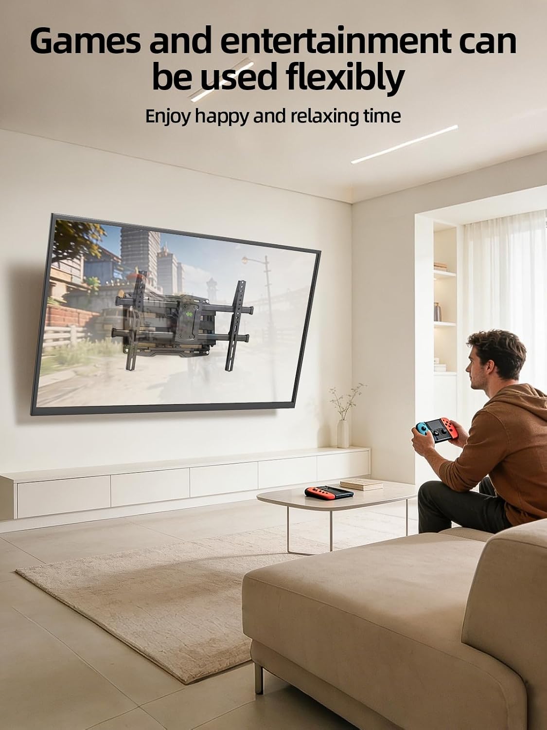 USX MOUNT Full Motion TV Wall Mount for 42-97 Inch TVs up to 150lbs, Swivel and Tilt Wall Mount TV Barcket with Extension, Max VESA 600x400mm & 16" Wood Studs，Fit Most 75 85 86 90 95 inch TVs - Image 6