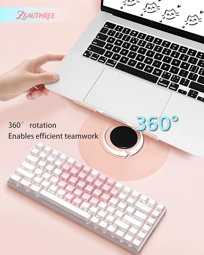 360° Rotating Adjustable Laptop Stand Perfect for Work, Painting,Office,Travel,Home,Fits MacBook & Laptops up to 13-15",Dual Rotary Shaft,Folding Design-Pink - Image 2