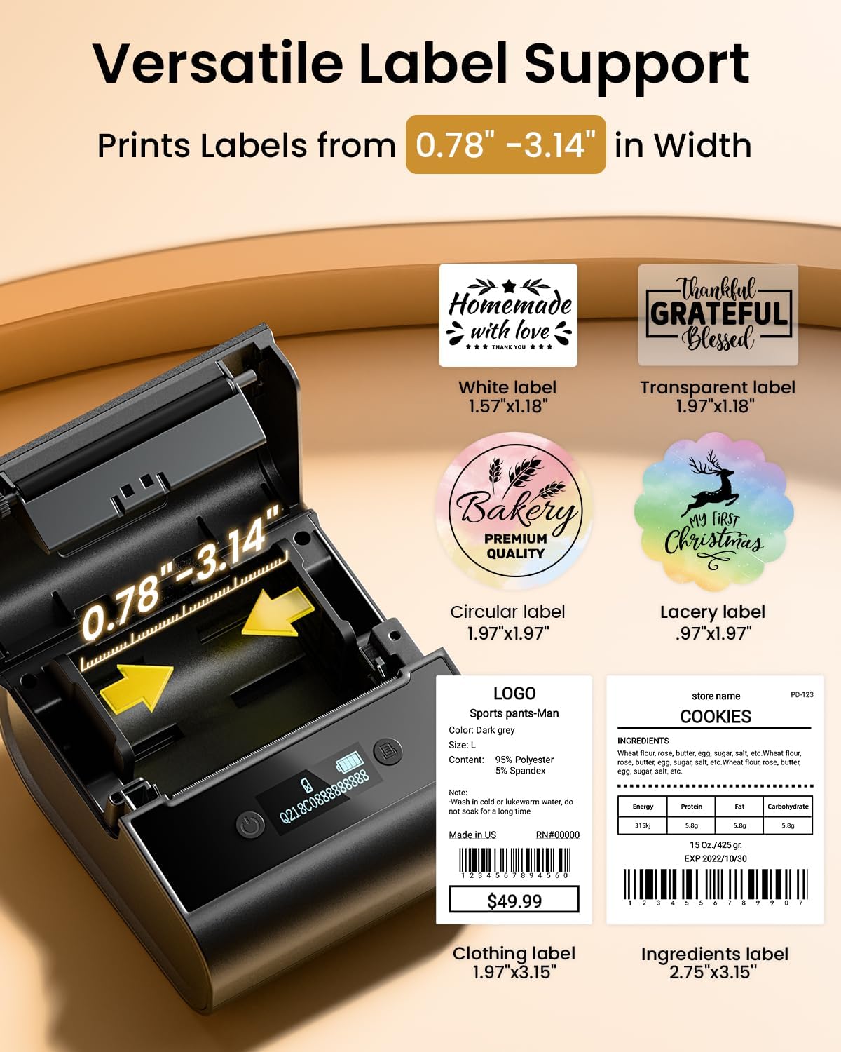 Phomemo Label Printer,M260 Label Maker Machine with Tapes, 3 Inch Portable Thermal Label Maker for Small Business, Home,Address,Office Organization,Logo Sticker Printer for Phone & PC - Image 4