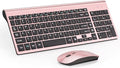 Wireless Keyboard and Mouse Ultra Slim Combo, TopMate - Rose Gold Black | 2.4G Silent Compact 2400DPI Mouse and Scissor Switch Keyboard Set with Cover, Batteries Included, for PC/Laptop/Windows/Mac by TopMate