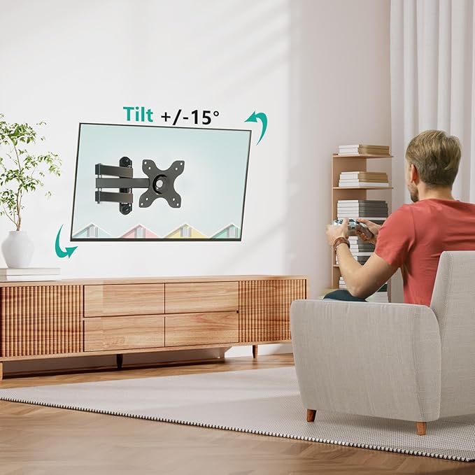WALI TV Wall Mount Full Motion 15 inch Extension Arm, 2 Pack for Monitor TV | Fits 13-32", VESA 100/75, Holds 33 lbs, Tilt/Swivel/Rotate for Comfortable Viewing, Relieves Neck Strain for Office, 1330LM-2 - Image 3