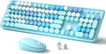 Links9+ Colorful Wireless Keyboard and Mouse Combo (Blue Colorful) | Full-Size Retro Typewriter Style Keyboard with Vintage Round Keycaps, 2.4G Wireless Set for Windows, Mac, Laptop, PC, Tablet by LINKS9