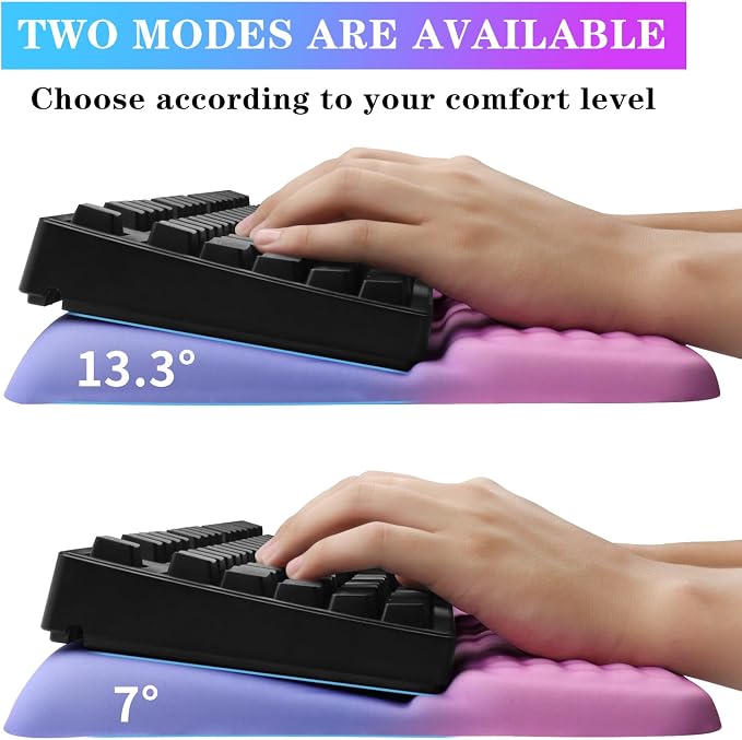 Computer Keyboard Stand with Wrist Rest, Ergonomic Tilted Keyboard Holder - Keyboard Riser with Wrist Pad - Keyboard Tray Support for Office Home - Starry Pink - Image 2