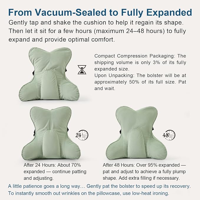 Lumbar Support Pillow (Pat. Pend) for Couch & Recliner, Ergonomic Chair Back Support for Lower Back Pain Relief, Back Support for Couch, with Adjustable Strap to Stay in Place, Celadon Green - Image 8