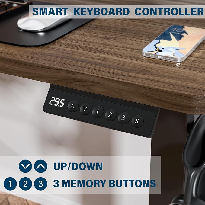 Kingant Standing Desk, 35x20 Inch Electric Height Adjustable Computer Desk | Ergonomic Small Sit Stand Desk Rising Desks for Home Office Stand Up Desk Computer Workstation with Cable Management - Image 5