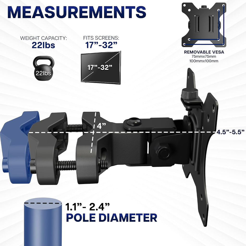 VIVO Black Pole Bracket Monitor Mount for 17-32 in Screen, MOUNT-POLE01 - Image 4