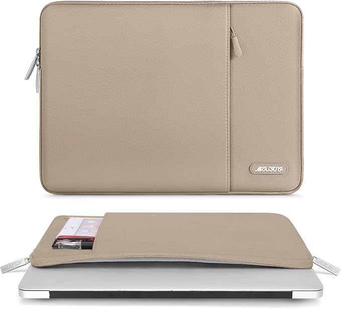 MOSISO Laptop Case 13.3 inch, 13-13.3 inch Laptop Sleeve Bag with Pocket | Compatible with MacBook Air/Pro 13/Pro 14 M5 M4 M3 M2 M1, HP Dell ASUS Lenovo, Polyester Vertical Computer Bag, Taupe Brown - Image 2