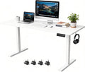 Standing Desk with Splice Board Adjustable Height- 63 inch Mobile Stand up Desk with Wheels, Portable Sit Stand Desks Electric with Lockable Casters by iWkstationUS