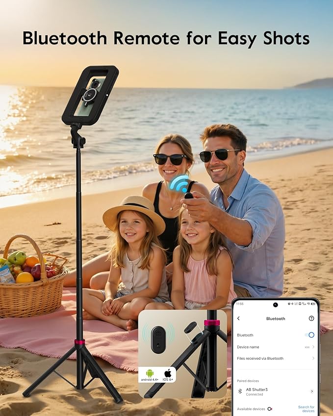 Magnetic Ring Light with Stand and Phone Clip, 62" Tripod for iPhone with Light, 6000mAh Phone Tripod with Light for Video Recording, TikTok, YouTube, Vlogging, Selfies, CRI＞95 - Image 6
