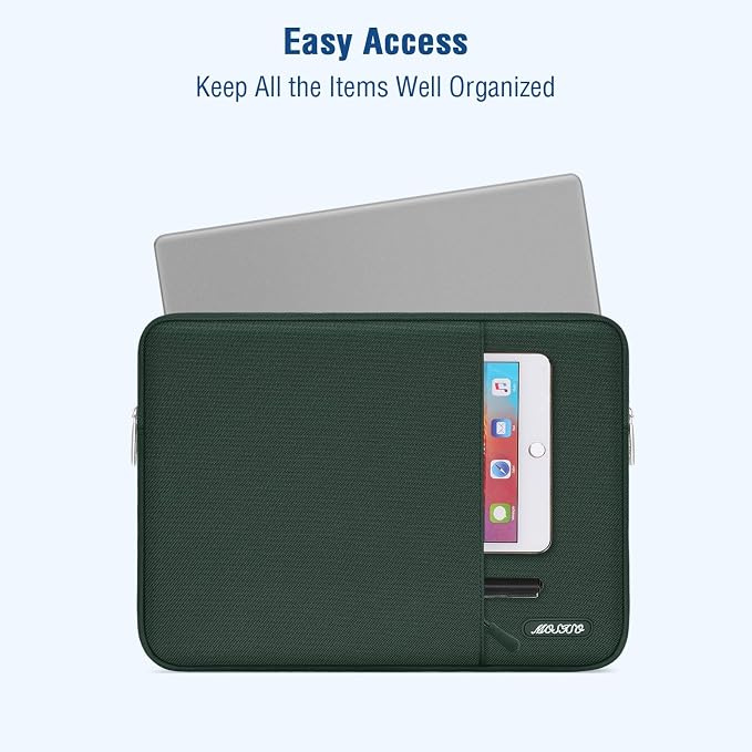 MOSISO Laptop Case 13.3 inch, 13-13.3 inch Laptop Sleeve Bag with Pocket | Compatible with MacBook Air/Pro 13/Pro 14 M5 M4 M3 M2 M1, HP Dell ASUS Lenovo, Polyester Vertical Computer Bag,Midnight Green - Image 2