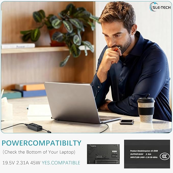 45W Charger for Dell Inspiron Latitude Vostro 4.5*3.0mm Round Tip | Compatible with Inspiron 11 13 14 15 17 Series 3420 3520 3583 3593, Latitude 3140 3420 3520, Vostro 3420 3520 - Image 4