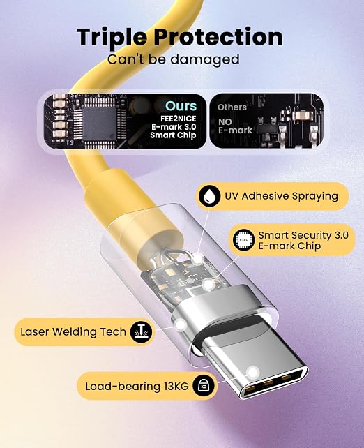 iPhone Charger Fast Charging, USB C Charger Block, 6FT/10FT Lightning Cable | For Apple iPhone 14/13/12/11 Series, 2-Pack USB C to Lightning Cables, AirPods with Lightning Charging Case,Yellow - Image 3